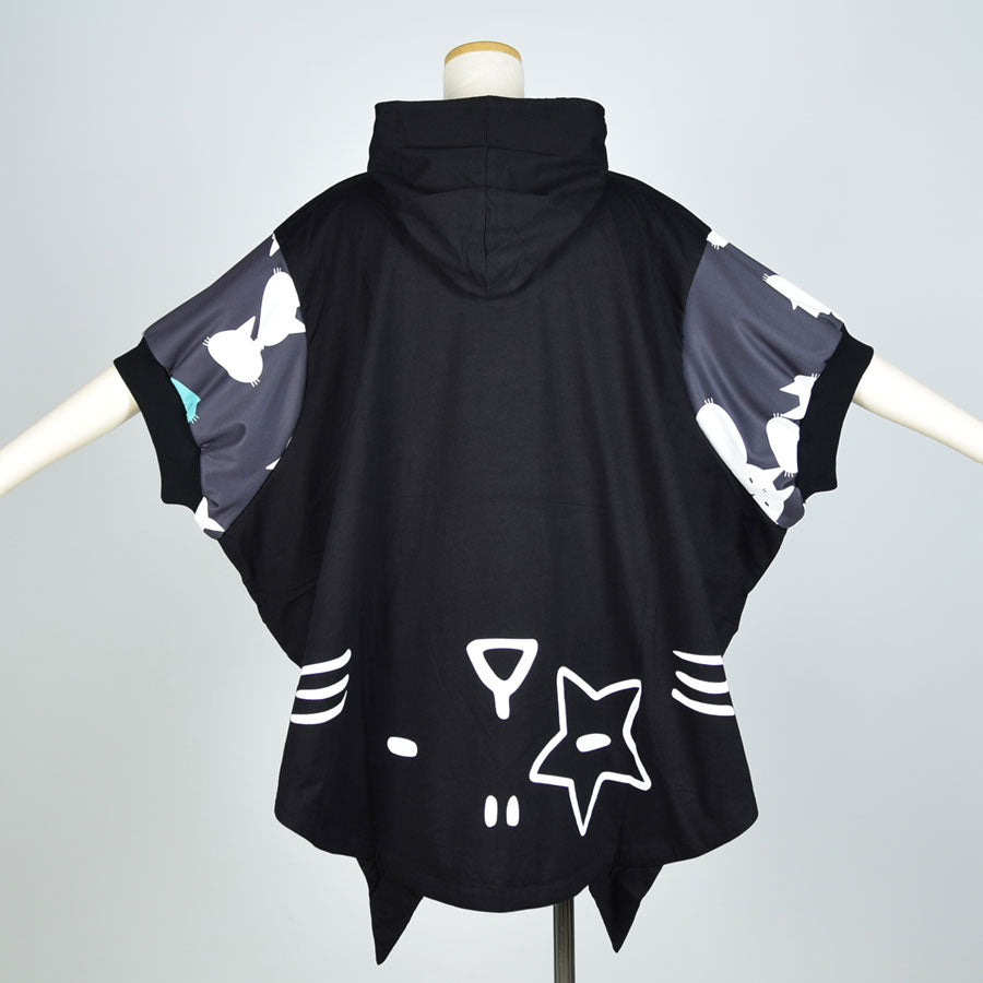 MINT NeKO Big Sleeve Poncho Hoodie BK-BK