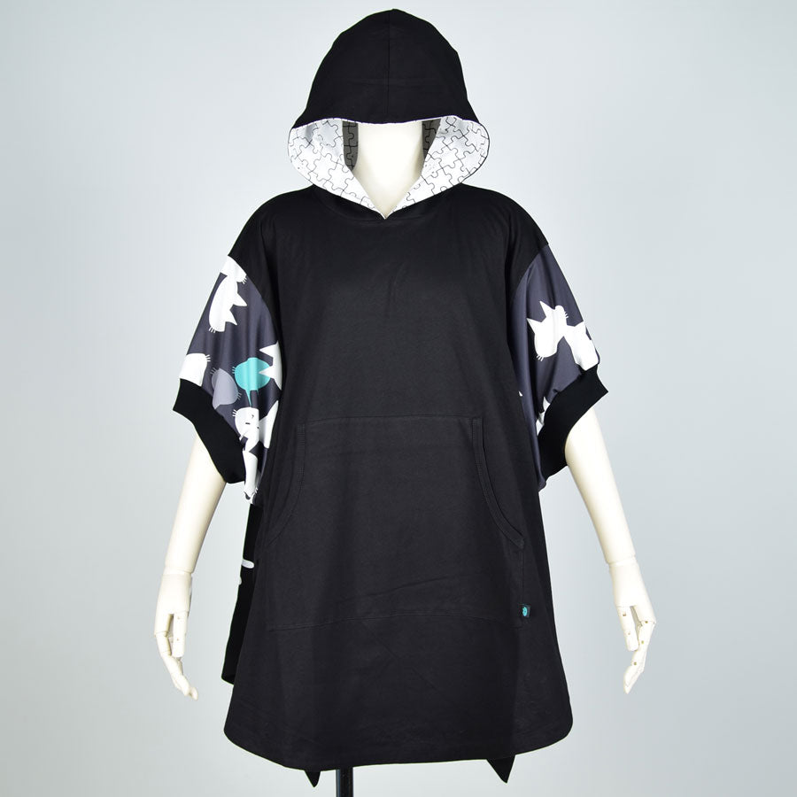 MINT NeKO Big Sleeve Poncho Hoodie BK-BK
