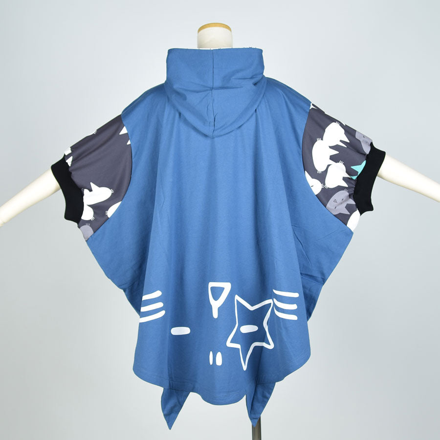 MINT NeKO Big Sleeve Poncho Hoodie BL-BK