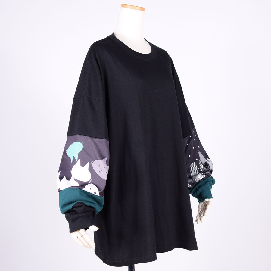 MINT NeKO パッチワークカットソー BK