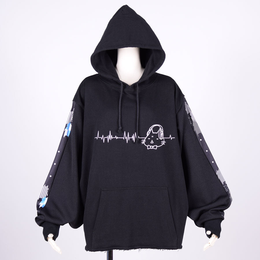 MINT NeKO ボリュームスリーブフーディー BK