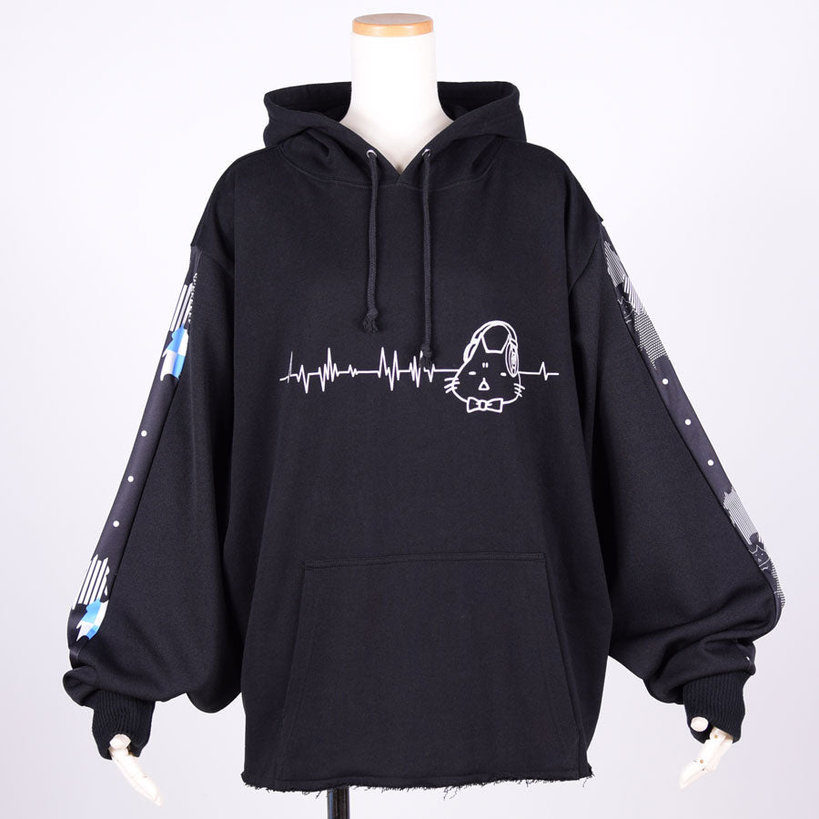 MINT NeKO ボリュームスリーブフーディー BK