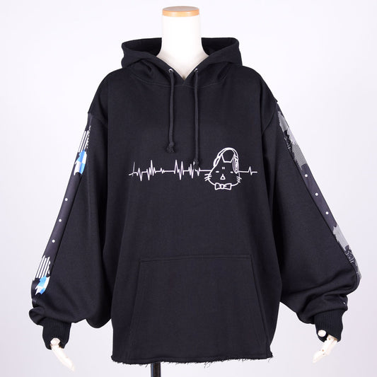 MINT NeKO ボリュームスリーブフーディー BK