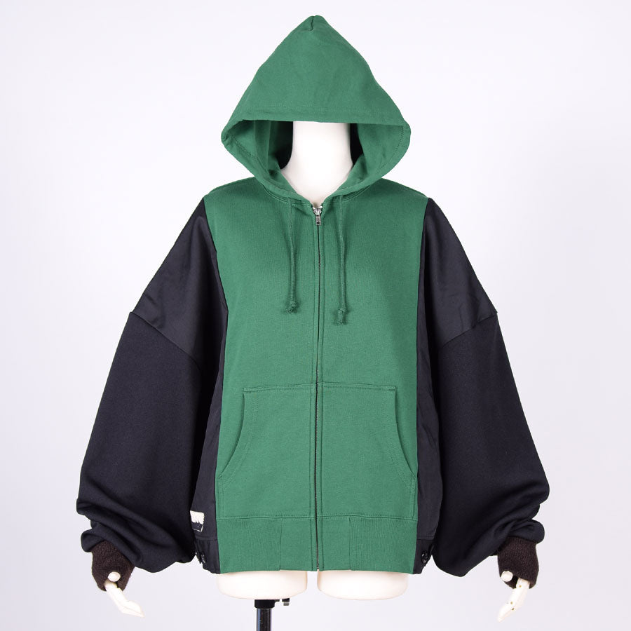 MINT NeKO ショートボリュームスリーブパーカー GRN