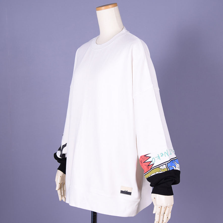 MINT NeKO パッチワークスウェットプルオーバー WH-BK