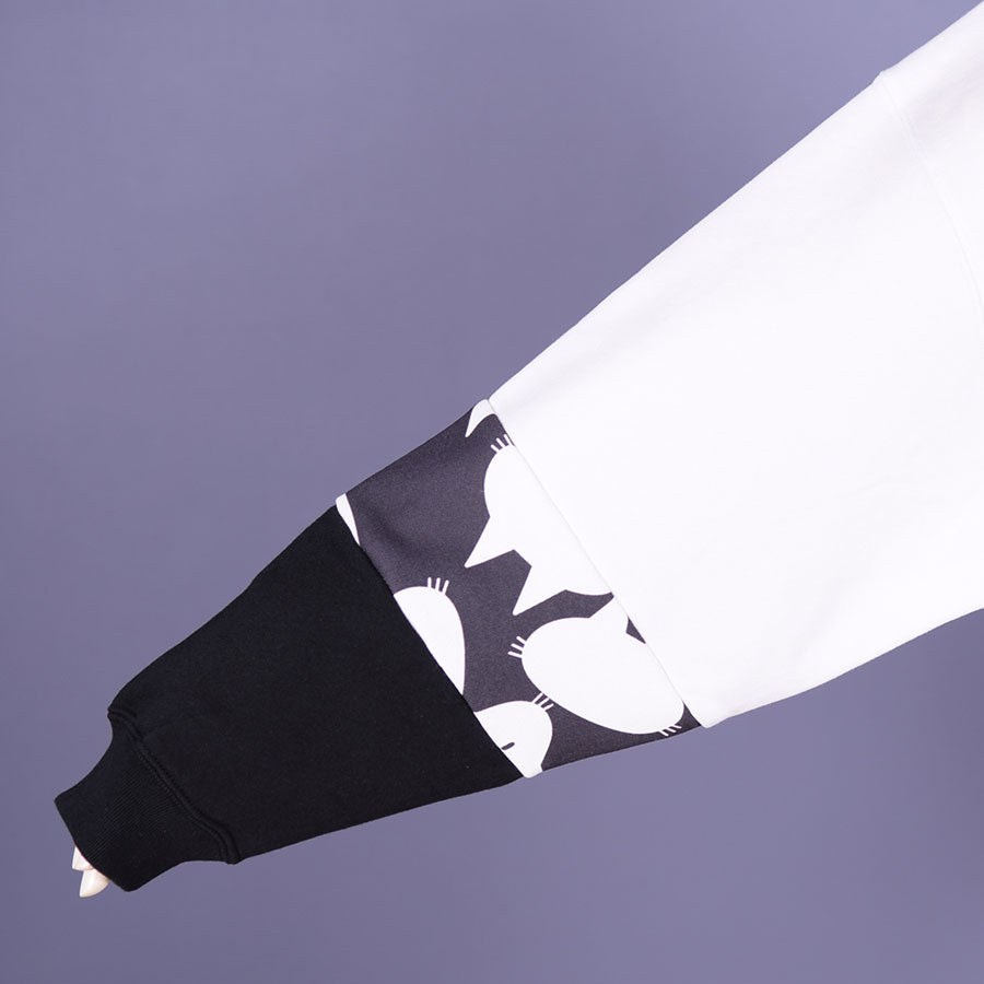 MINT NeKO パッチワークスウェットプルオーバー WH-BK