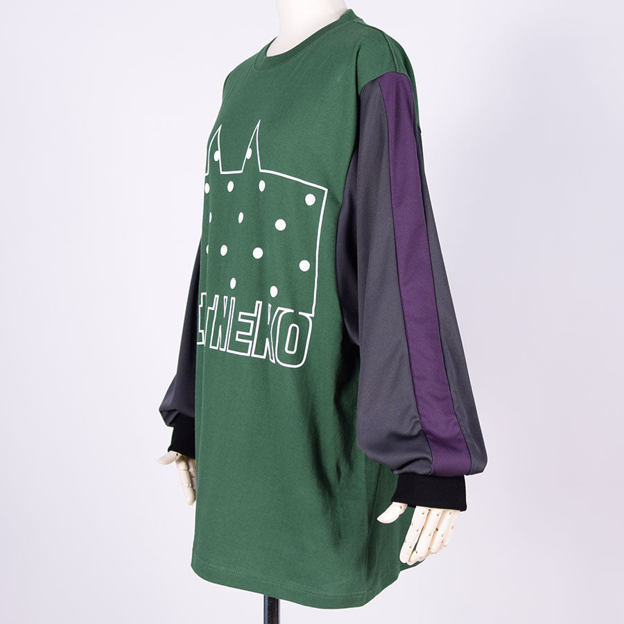 MINT NeKO マルチカラースリーブカットソー GRN