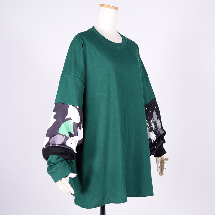 MINT NeKO パッチワークカットソー GRN