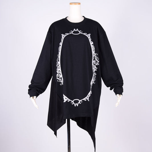 MINT NeKO アシンメトリードレープカットソー BK