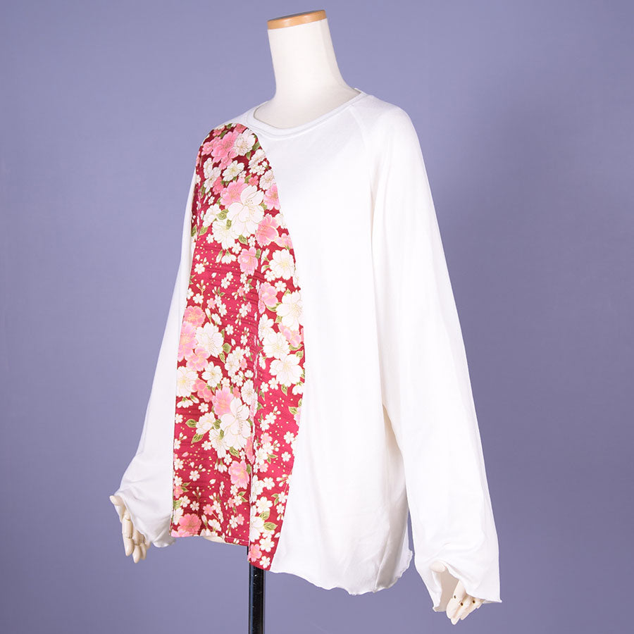 【One of a kind】TKg Cherry Blossoms Pattern Switching Tops