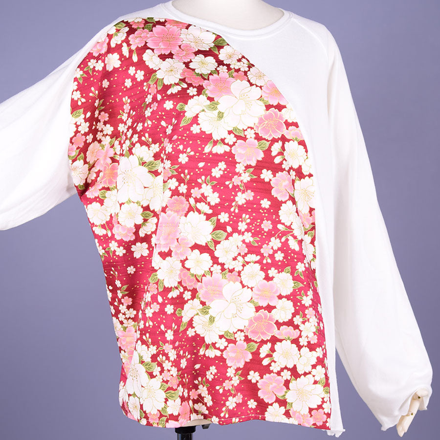 【One of a kind】TKg Cherry Blossoms Pattern Switching Tops