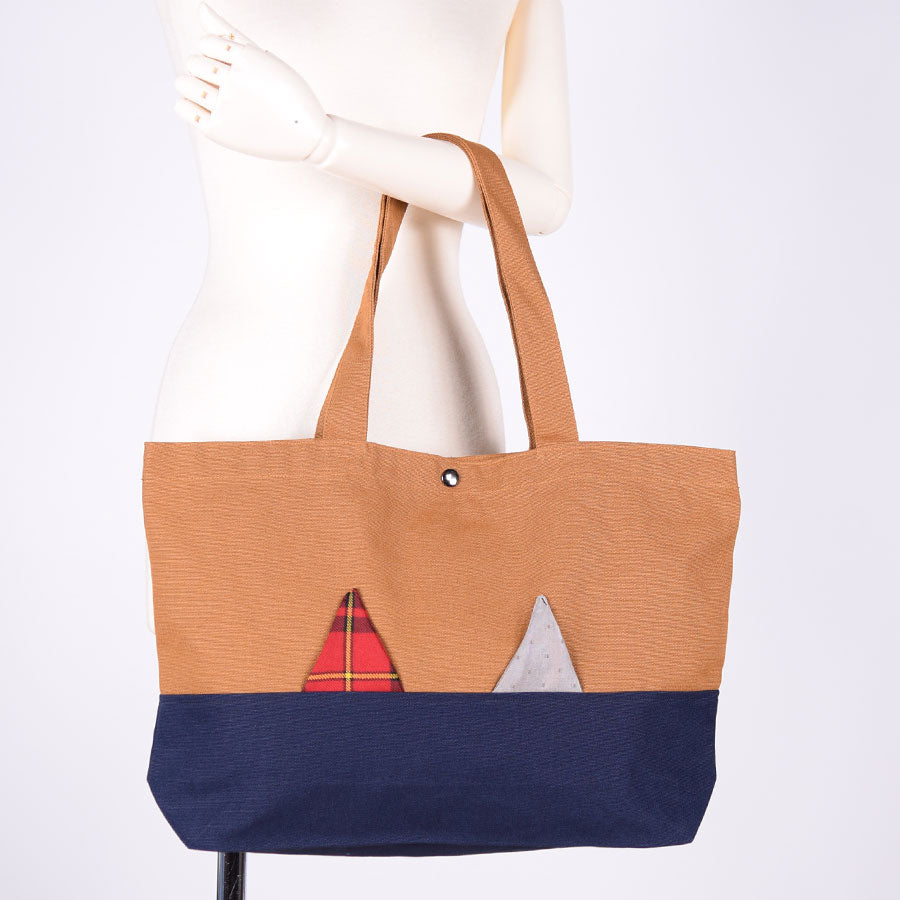 MINT NeKO Patchwork Canvas Tote Bag / E