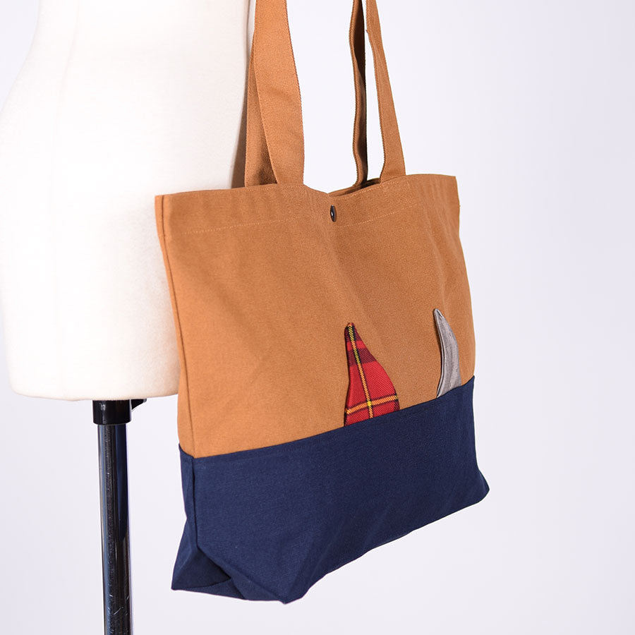 MINT NeKO Patchwork Canvas Tote Bag / E