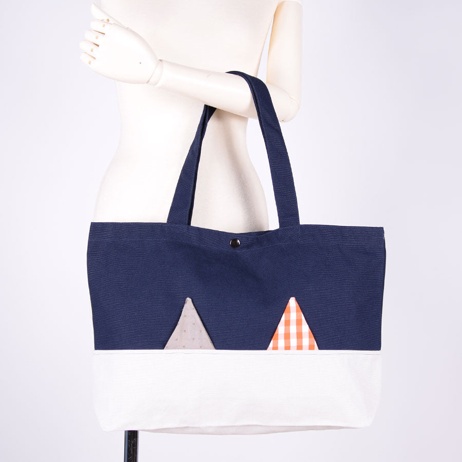 MINT NeKO Patchwork Canvas Tote Bag / C