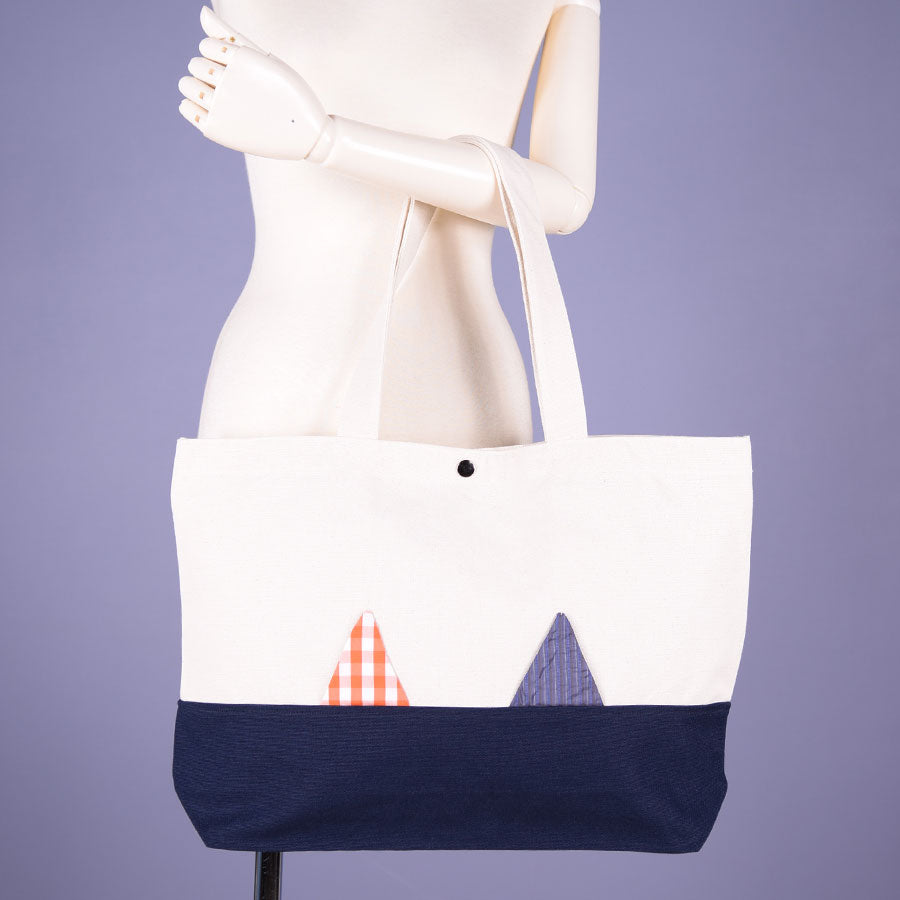 MINT NeKO Patchwork Canvas Tote Bag / D