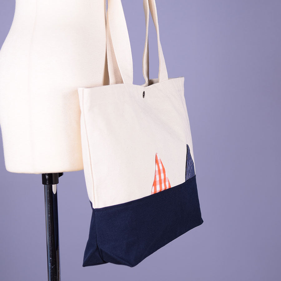 MINT NeKO Patchwork Canvas Tote Bag / D