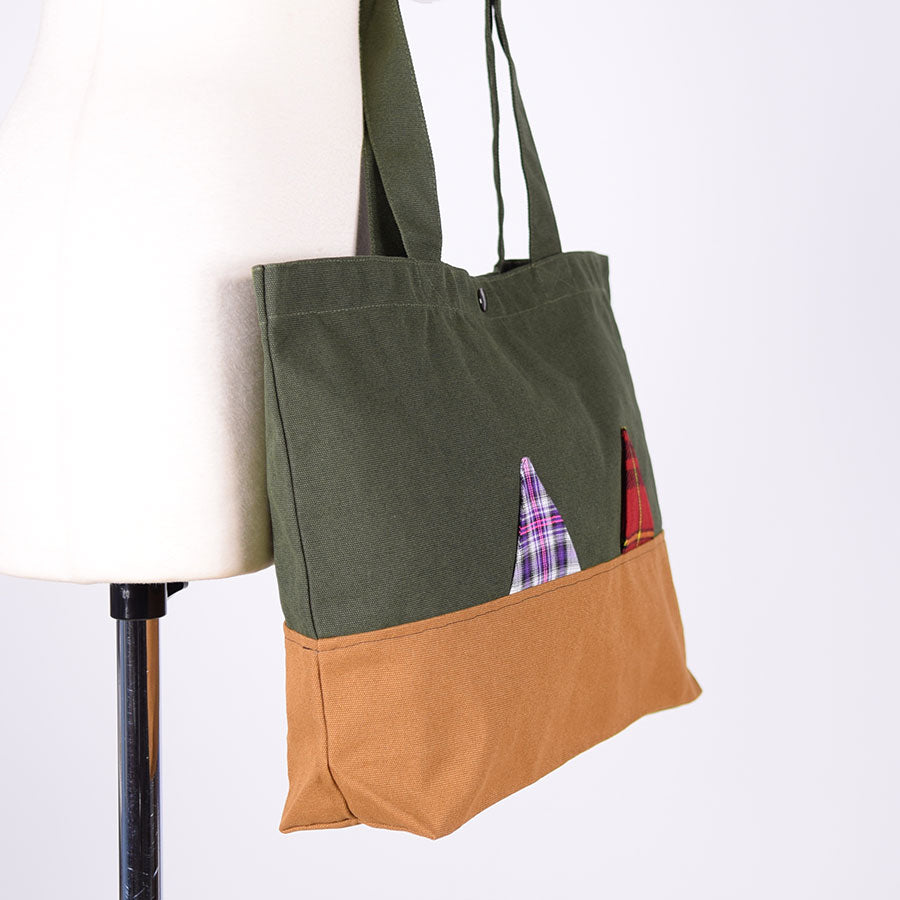 MINT NeKO Patchwork Canvas Tote Bag / I