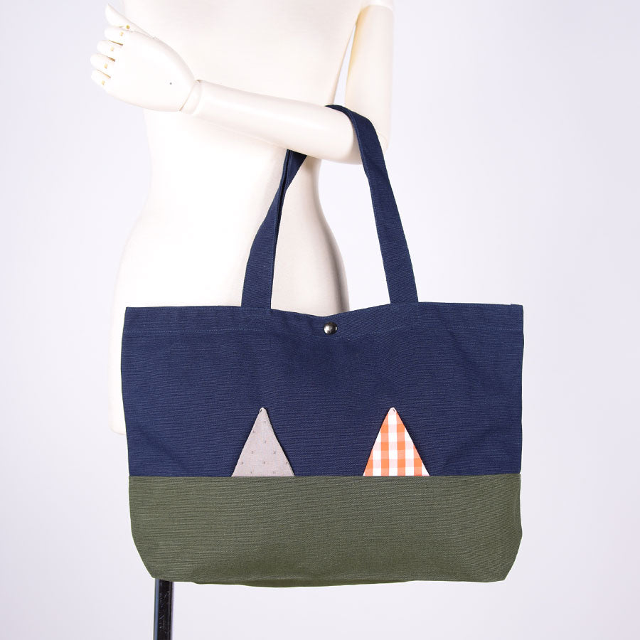 MINT NeKO Patchwork Canvas Tote Bag / H