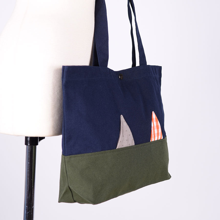 MINT NeKO Patchwork Canvas Tote Bag / H