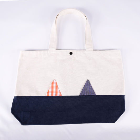 MINT NeKO Patchwork Canvas Tote Bag / D