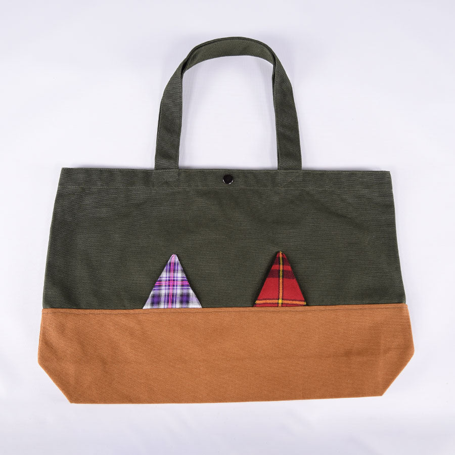 MINT NeKO Patchwork Canvas Tote Bag / I