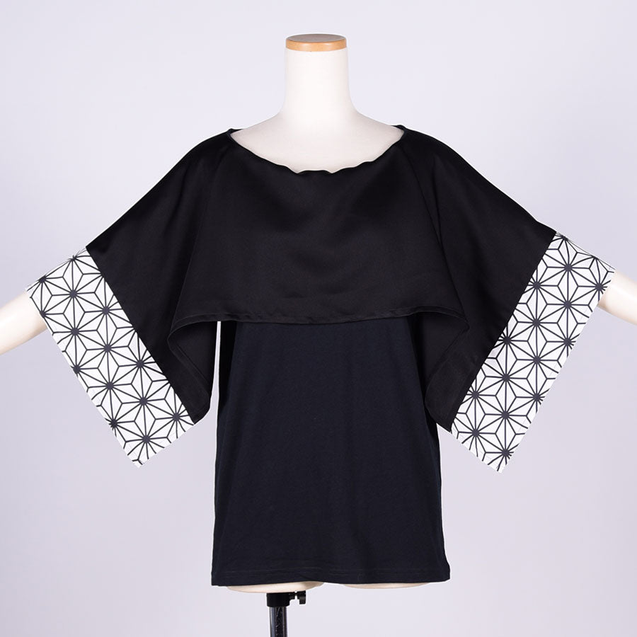gouk ケープ付きトップス BK-WH