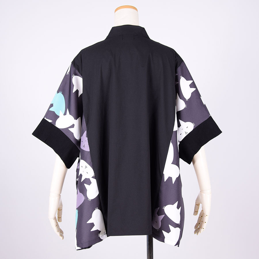 MINT NeKO パッチワークワイドシャツ BK