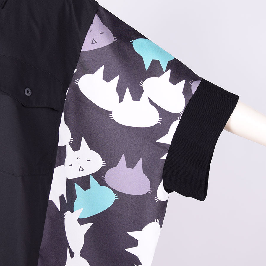 MINT NeKO パッチワークワイドシャツ BK