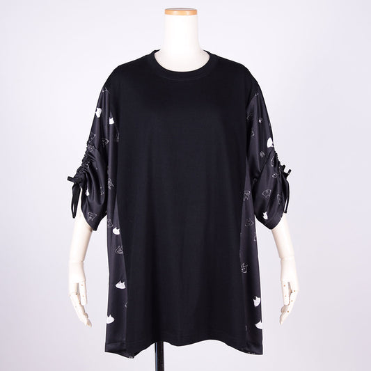 MINT NeKO スリーブギャザーカットソー BK-BK