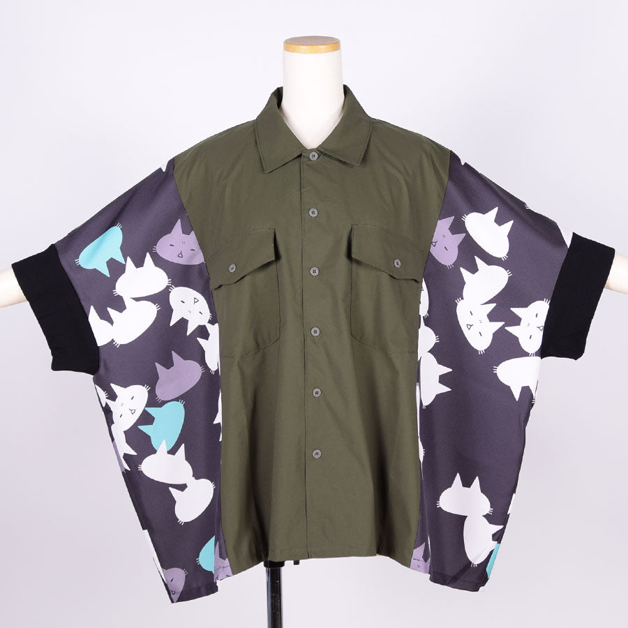 MINT NeKO パッチワークワイドシャツ KHA