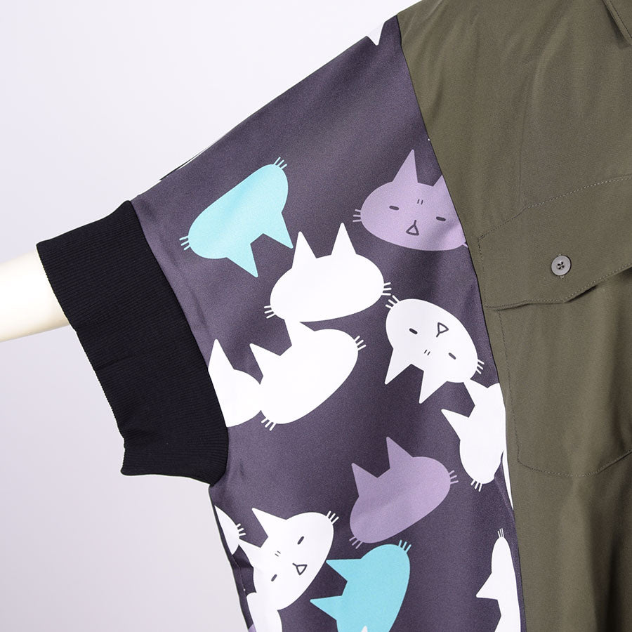 MINT NeKO パッチワークワイドシャツ KHA