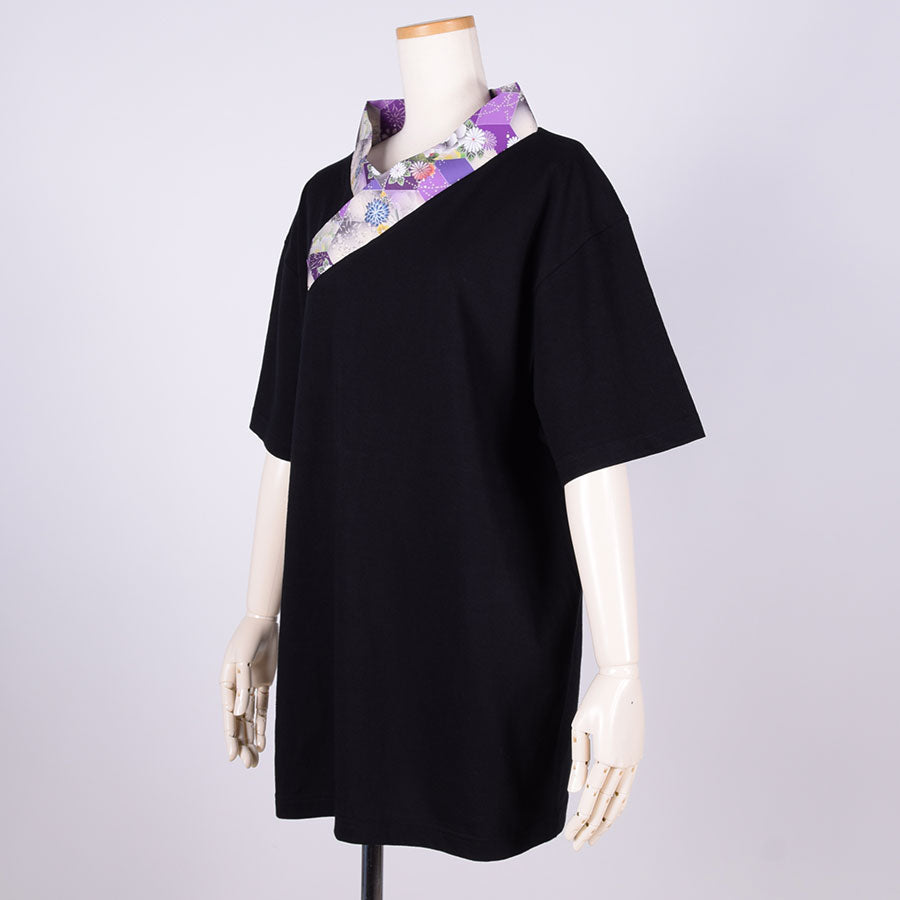 gouk 着物襟Tシャツ PUR-BK・L