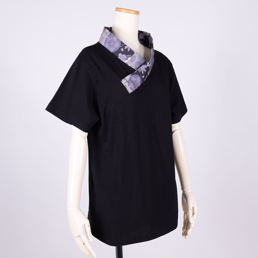 gouk 着物襟Tシャツ BK-GY・M