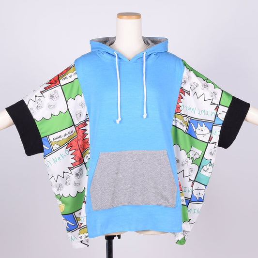 MINT NeKO Multicolor Patchwork Hoodie / BL-GY