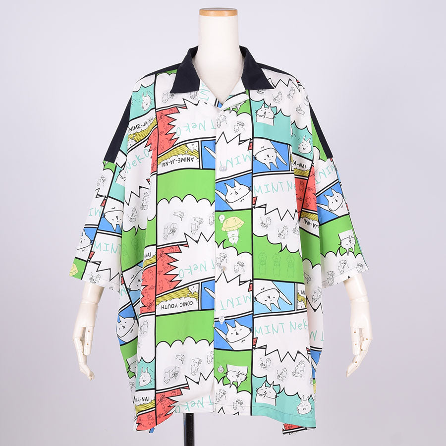 MINT NeKO ワイドシルエットシャツ BK-WH