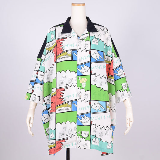 MINT NeKO ワイドシルエットシャツ BK-WH