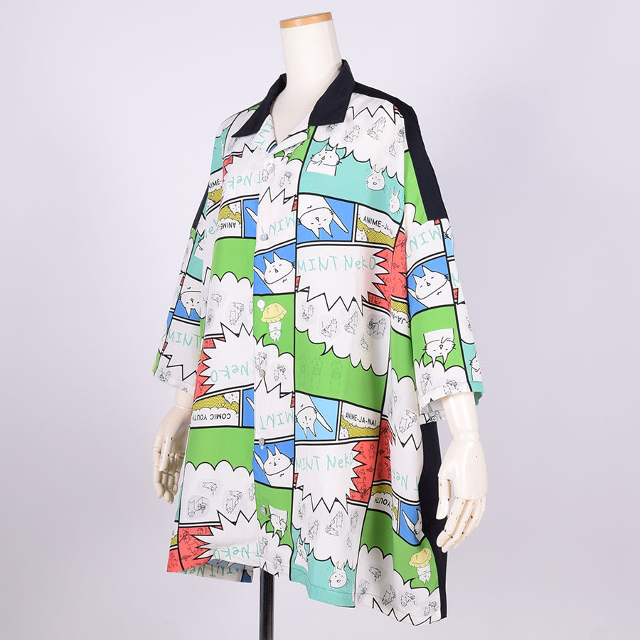 MINT NeKO ワイドシルエットシャツ BK-WH