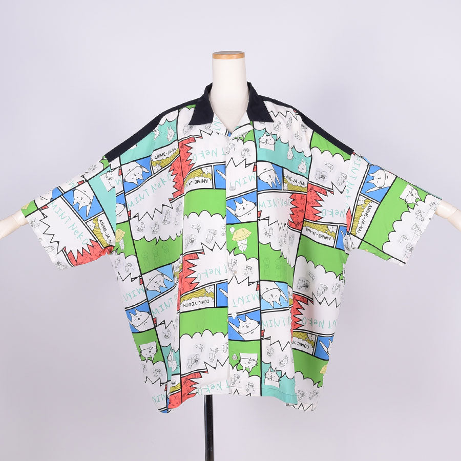 MINT NeKO ワイドシルエットシャツ BK-WH