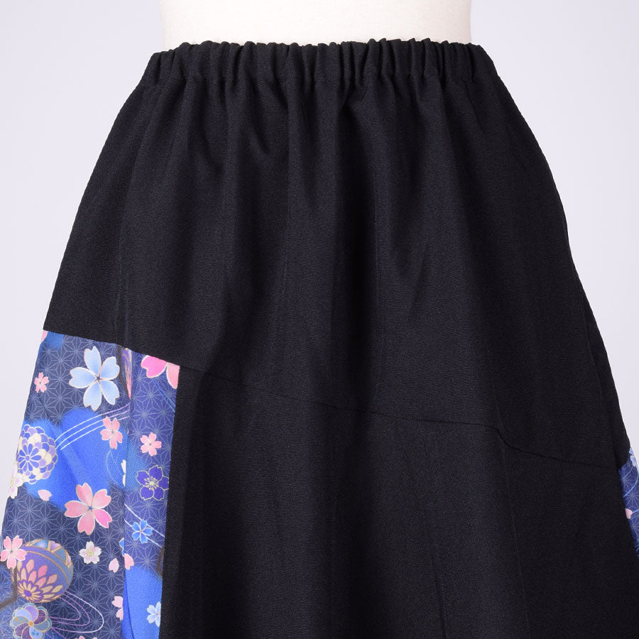 gouk 6枚切り替えフレアースカート BK-BL