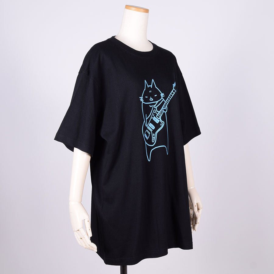 MINT NeKO Wagahai and Guitar T-shirt BK-BL / XL
