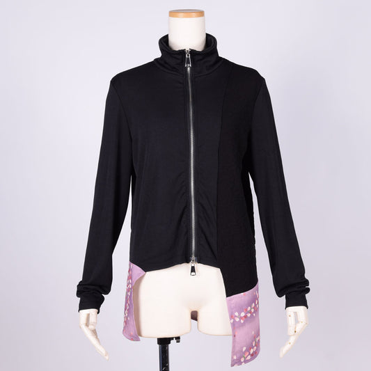 【一点物】TKg 竜巻桜 裾に和柄のジッパー羽織り