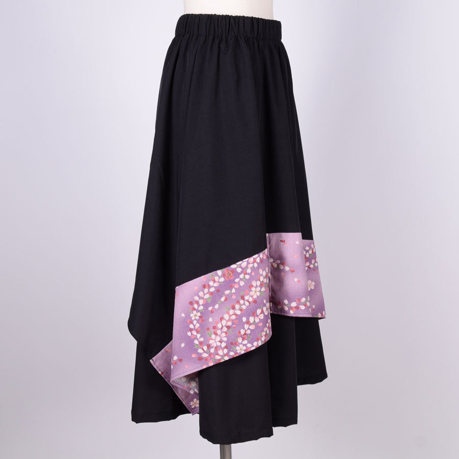 【一点物】TKg 竜巻桜 アシンメトリー重ねのスカート