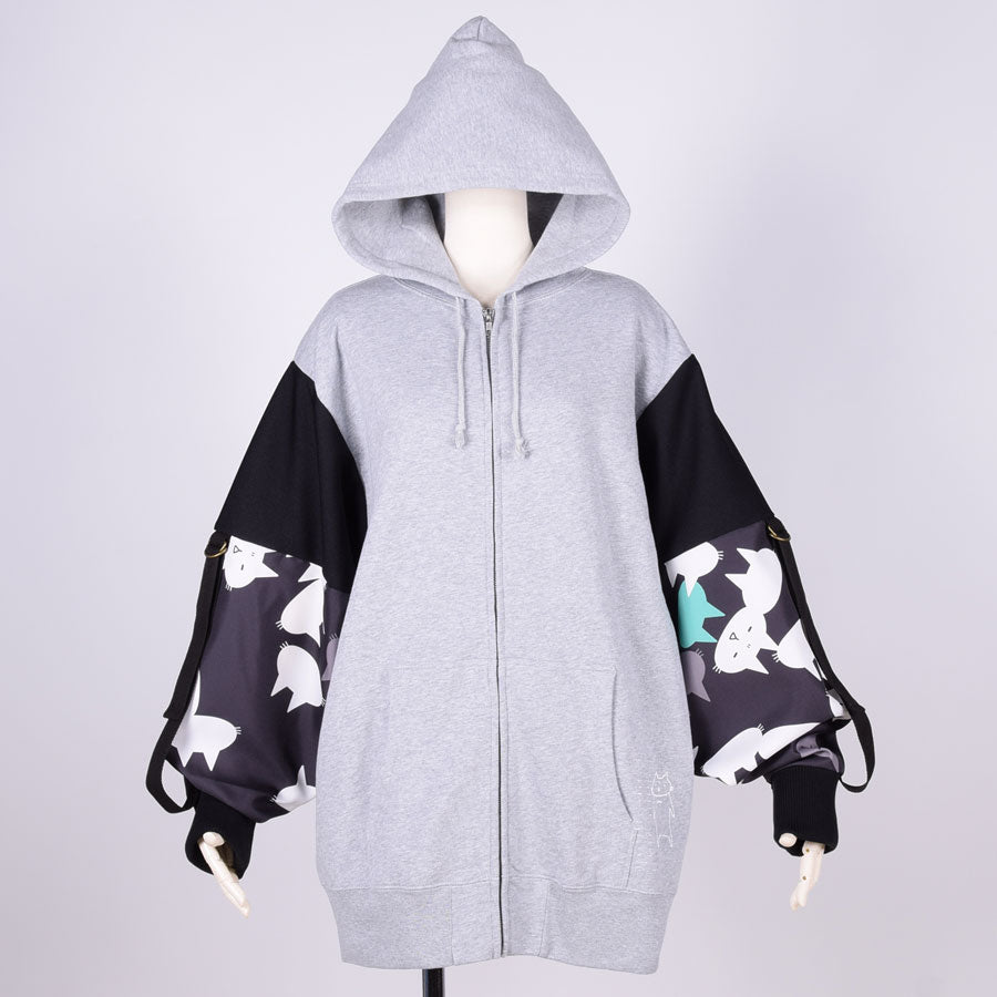 MINT NeKO ベルトスリーブパーカー GY