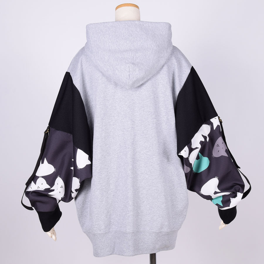 MINT NeKO ベルトスリーブパーカー GY