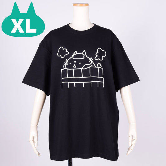 MINT NeKO Wagahai Bathing T-shirt BK-WH・XL