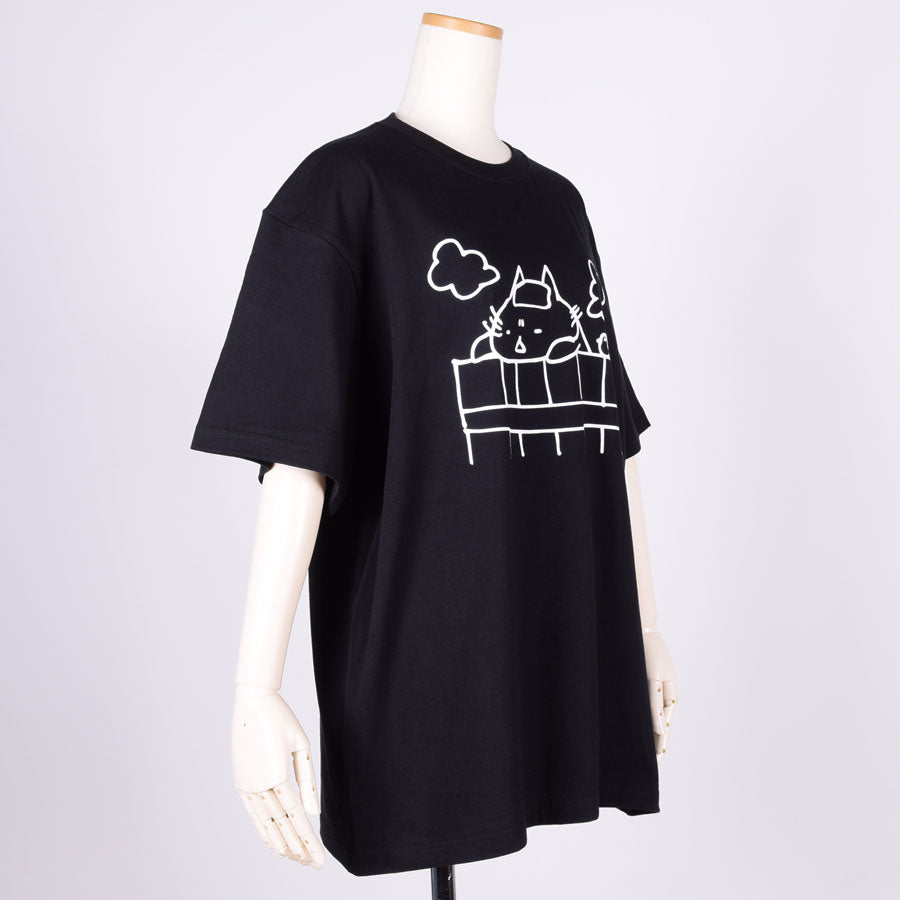 MINT NeKO Wagahai Bathing T-shirt BK-WH・XL