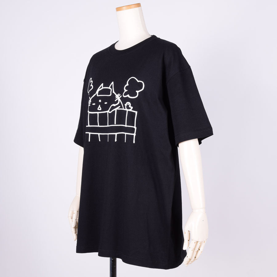 MINT NeKO Wagahai Bathing T-shirt BK-WH・XL