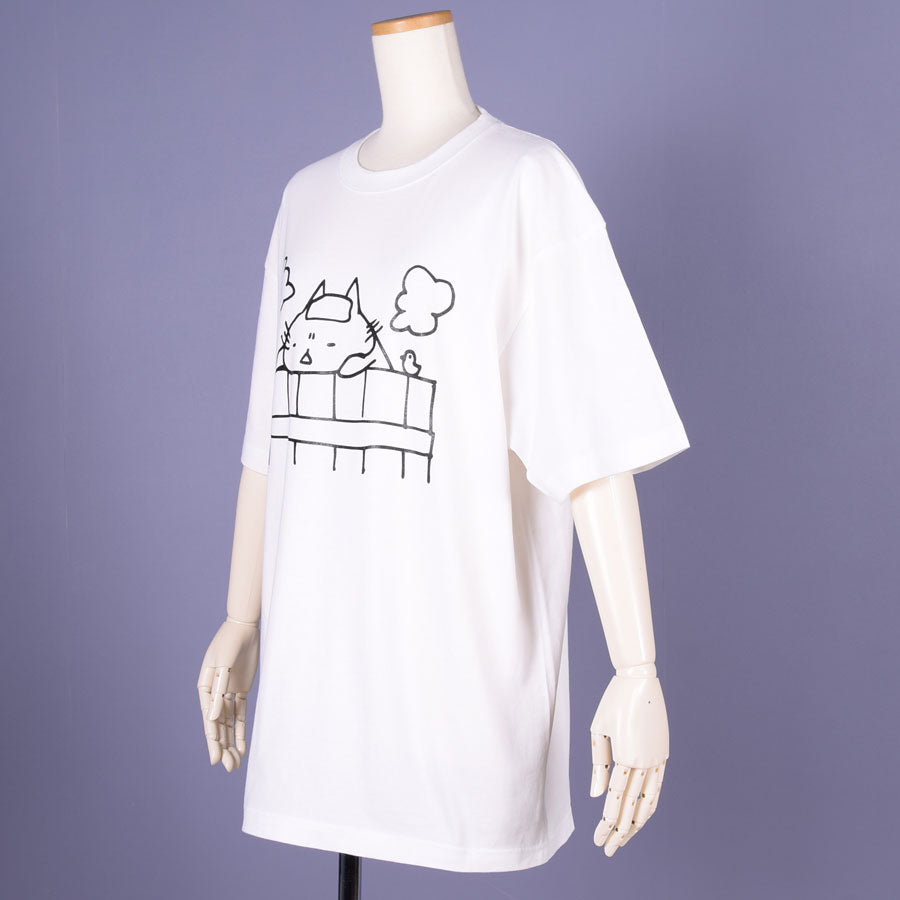 MINT NeKO 吾輩の入浴Tシャツ WH-BK・XL