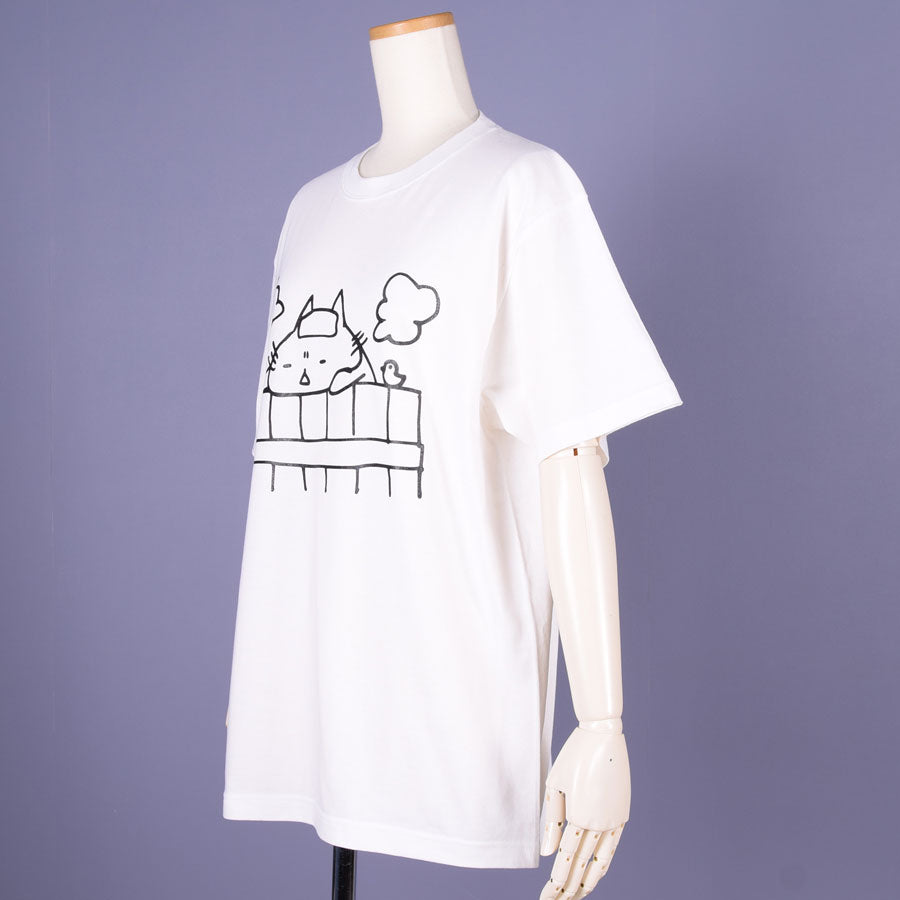 MINT NeKO 吾輩の入浴Tシャツ WH-BK・L