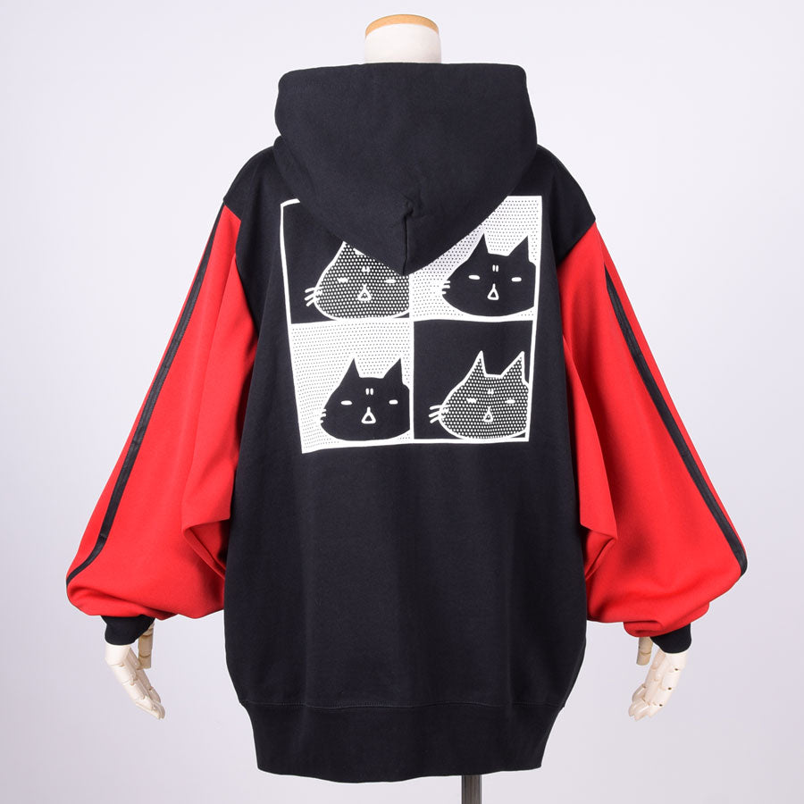 MINT NeKO ジャージスリーブフーディー BK-RD
